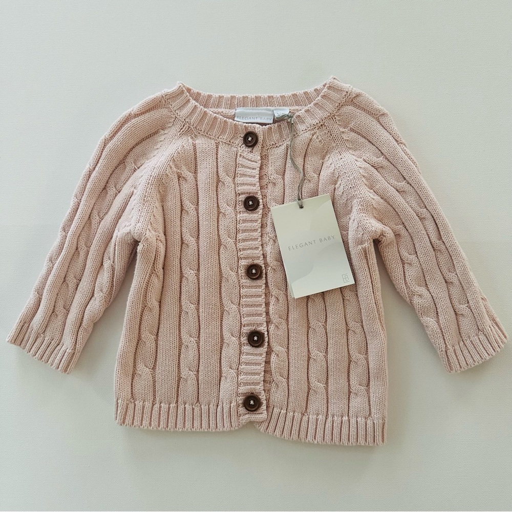 Elegant Baby Girl 12 Months Pink Cardigan Sweater NWT
